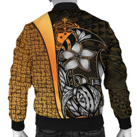 Samoa Polynesian Men's Bomber Jackets Gold - Turtle With Hook - Polynesian Pride