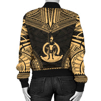 Vanuatu Polynesian Chief Women'S Bomber Jacket - Gold Version - Polynesian Pride