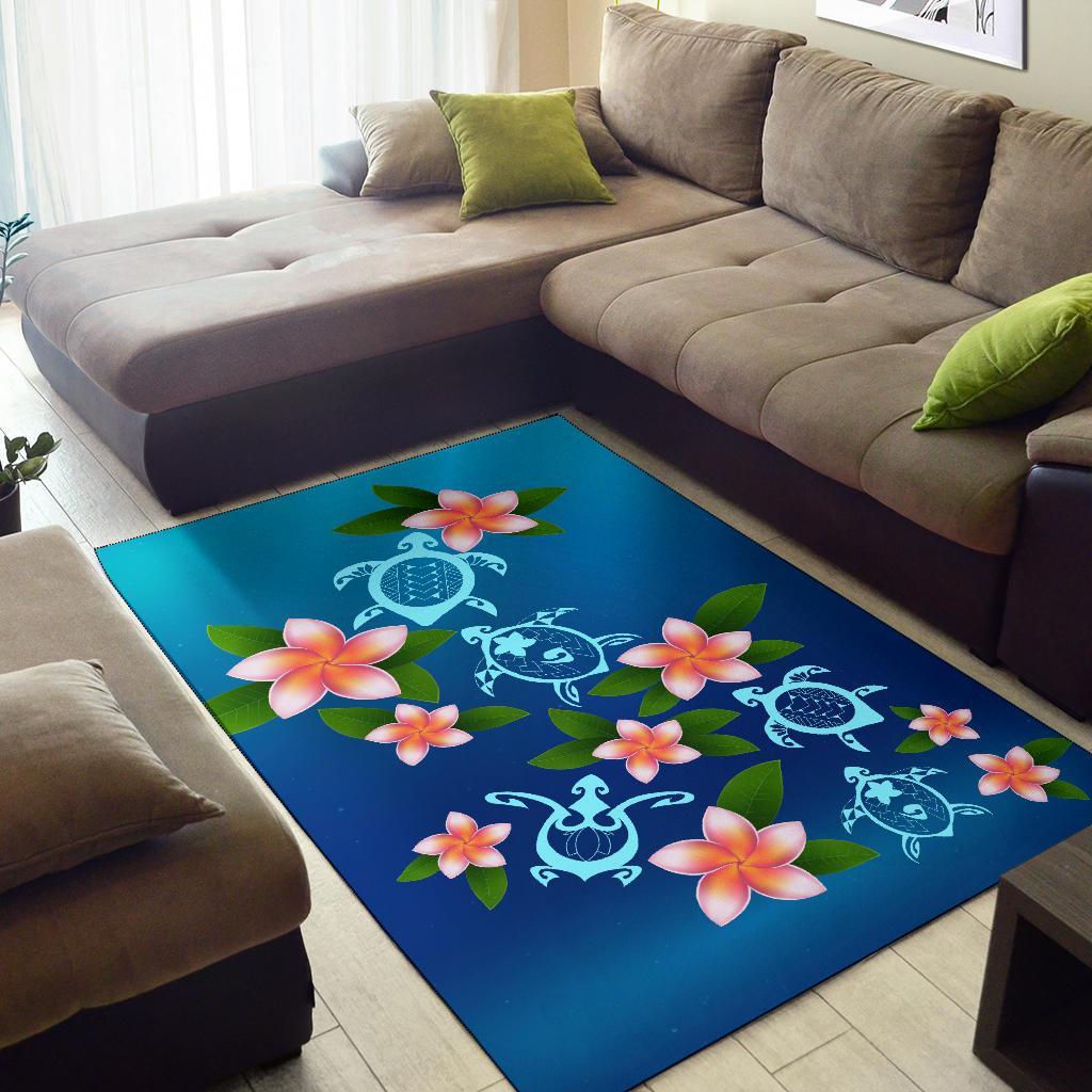 Turtle Polynesian Plumeria Area Rug AH - Polynesian Pride