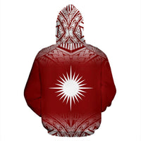 Marshall Islands Custom All Over Hoodie Fog Red - Polynesian Pride