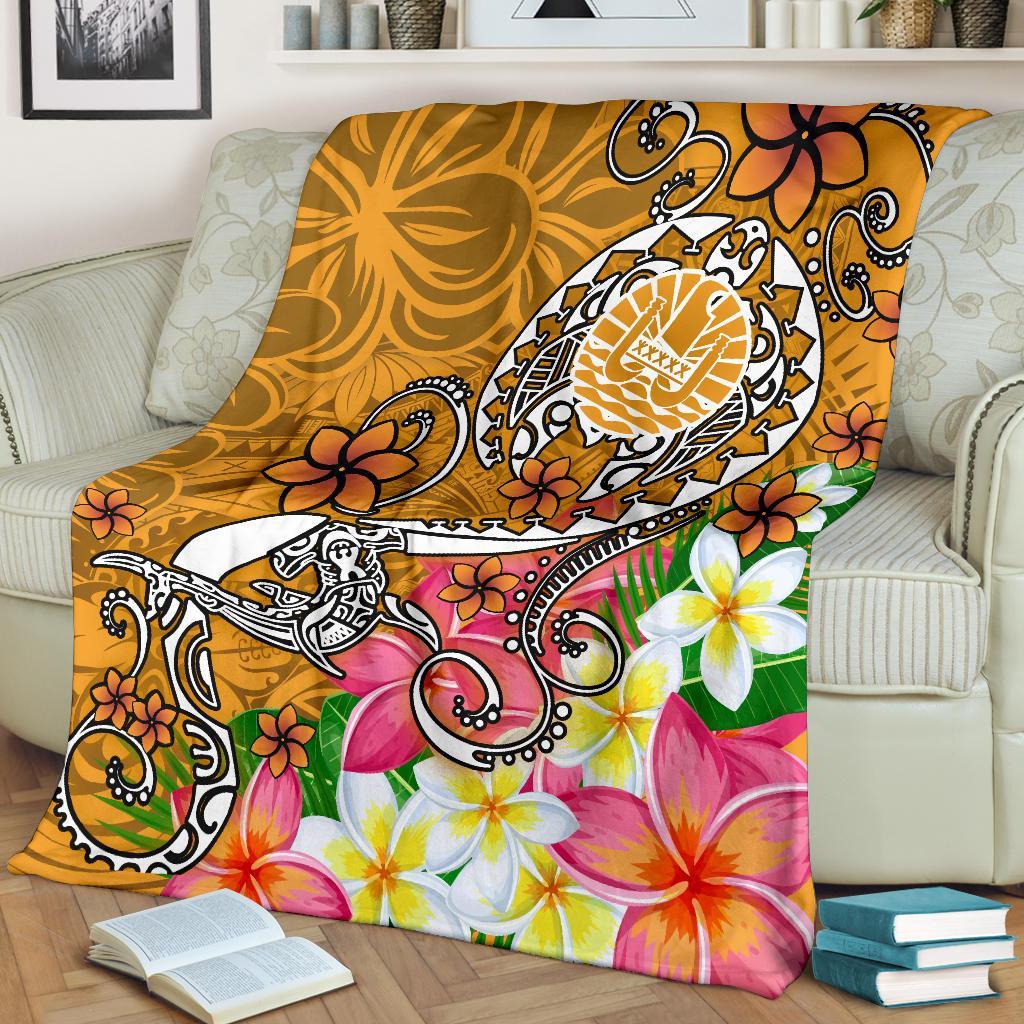 Tahiti Premium Blanket - Turtle Plumeria (Gold) - Polynesian Pride