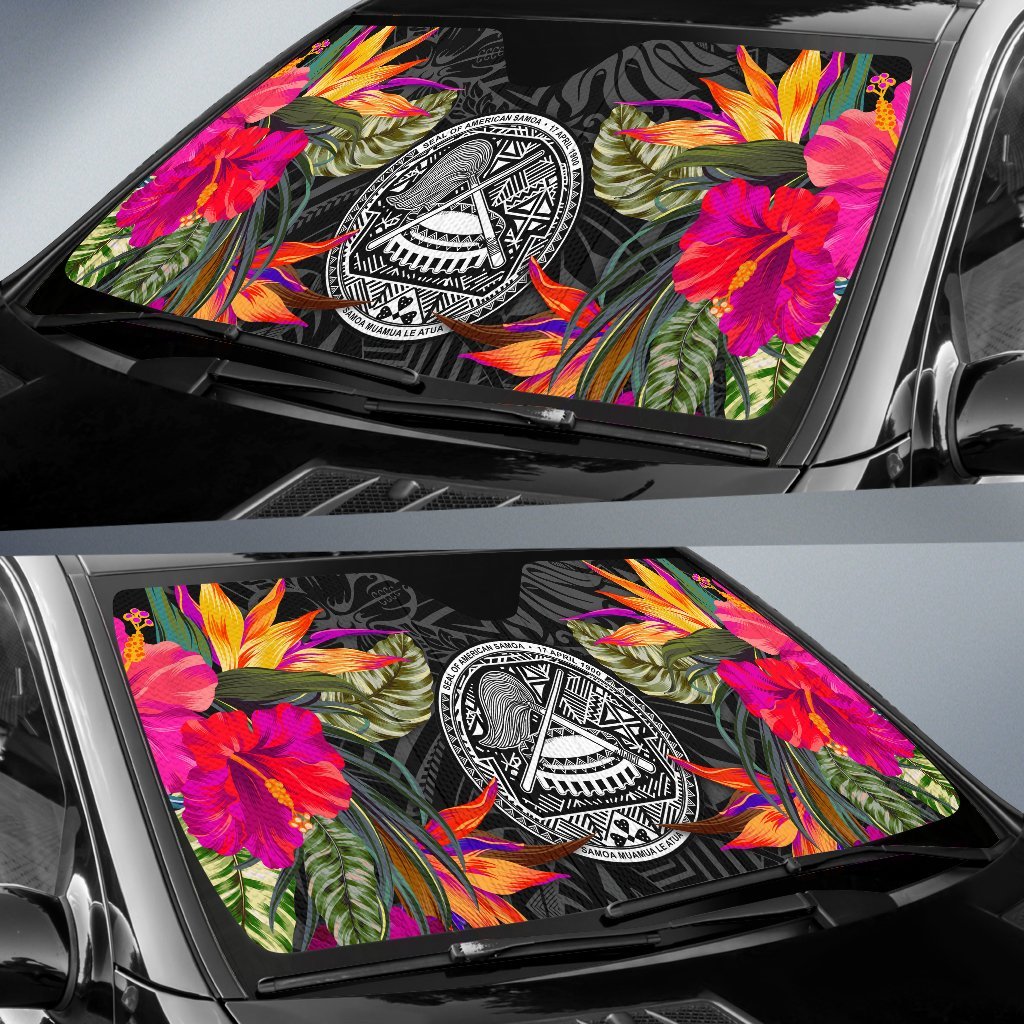 American Samoa Auto Sun Shades - Hibiscus Pattern - Polynesian Pride
