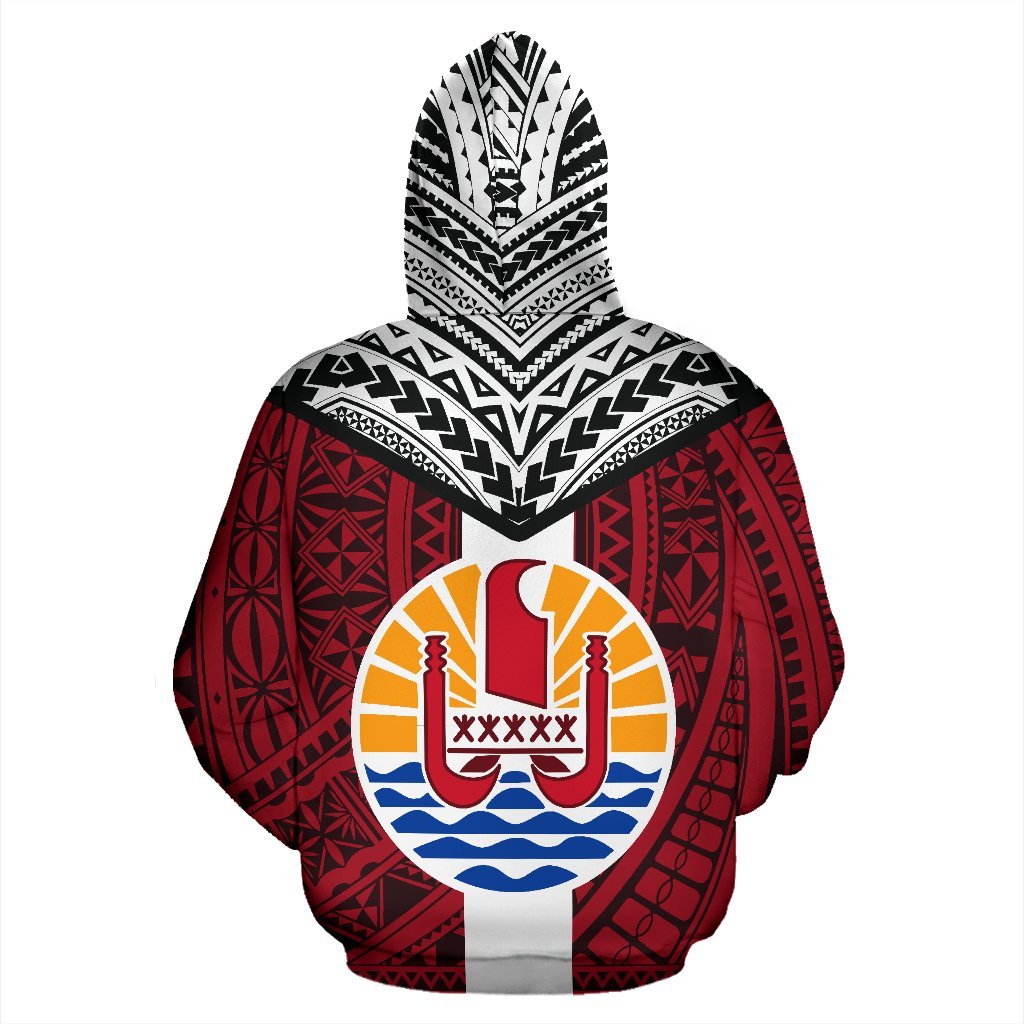 Tahiti Zipper Hoodie Tahiti Flag Polynesian Tattoo - Polynesian Pride
