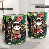 Hawaii Santa Claus Surf Christmas Pattern Laundry Basket - AH - Polynesian Pride