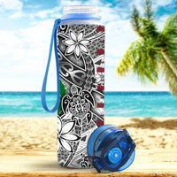 Pohnpei Custom Personalised Hydro Tracking Bottle White - Turtle Plumeria Banana Leaf - Polynesian Pride