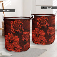 Hibiscus Turtles Hawaii Laundry Basket Orange AH - Polynesian Pride