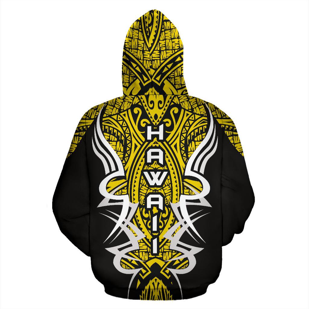Hawaii Turtle Tribal Yellow Hoodie Armor Style - Polynesian Pride