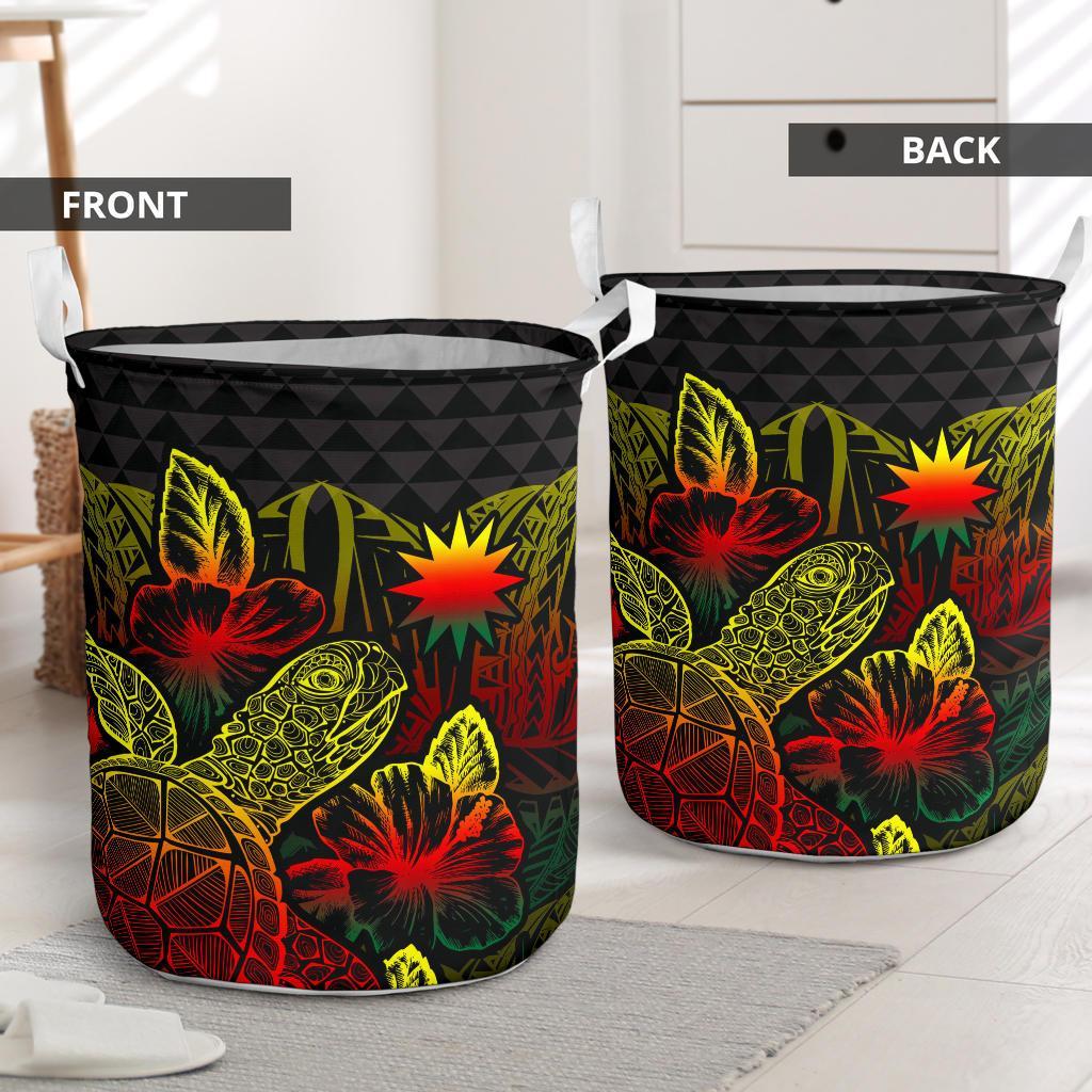 Nauru Laundry Basket - Polynesian Turtle Hibiscus Reggae - Polynesian Pride