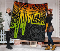Hawaii Premium Quilt - Kanaka Maoli With Polynesian Pattern In Heartbeat Style (Reggae) - Polynesian Pride