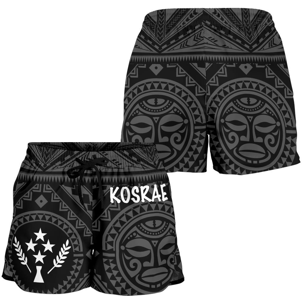 Kosrae Women's Shorts - Kosrae Flag In Polynesian Tattoo Style (Black) - Polynesian Pride
