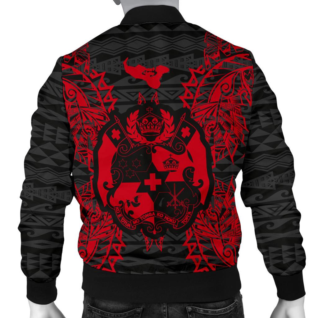 Tonga Polynesian Men's Bomber Jacket Map Red - Polynesian Pride