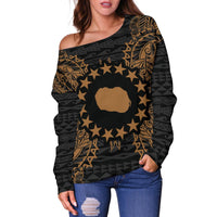 Cook Islands Polynesian Shoulder Sweater Map Gold - Polynesian Pride