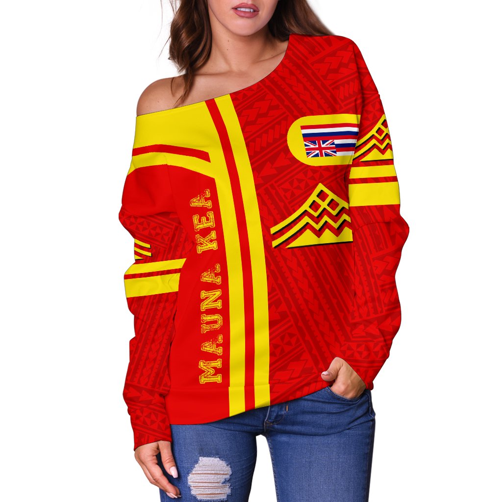 Hawaiian Polynesian Mauna Kea Women's Off Shoulder Sweater - Morale Style - Polynesian Pride