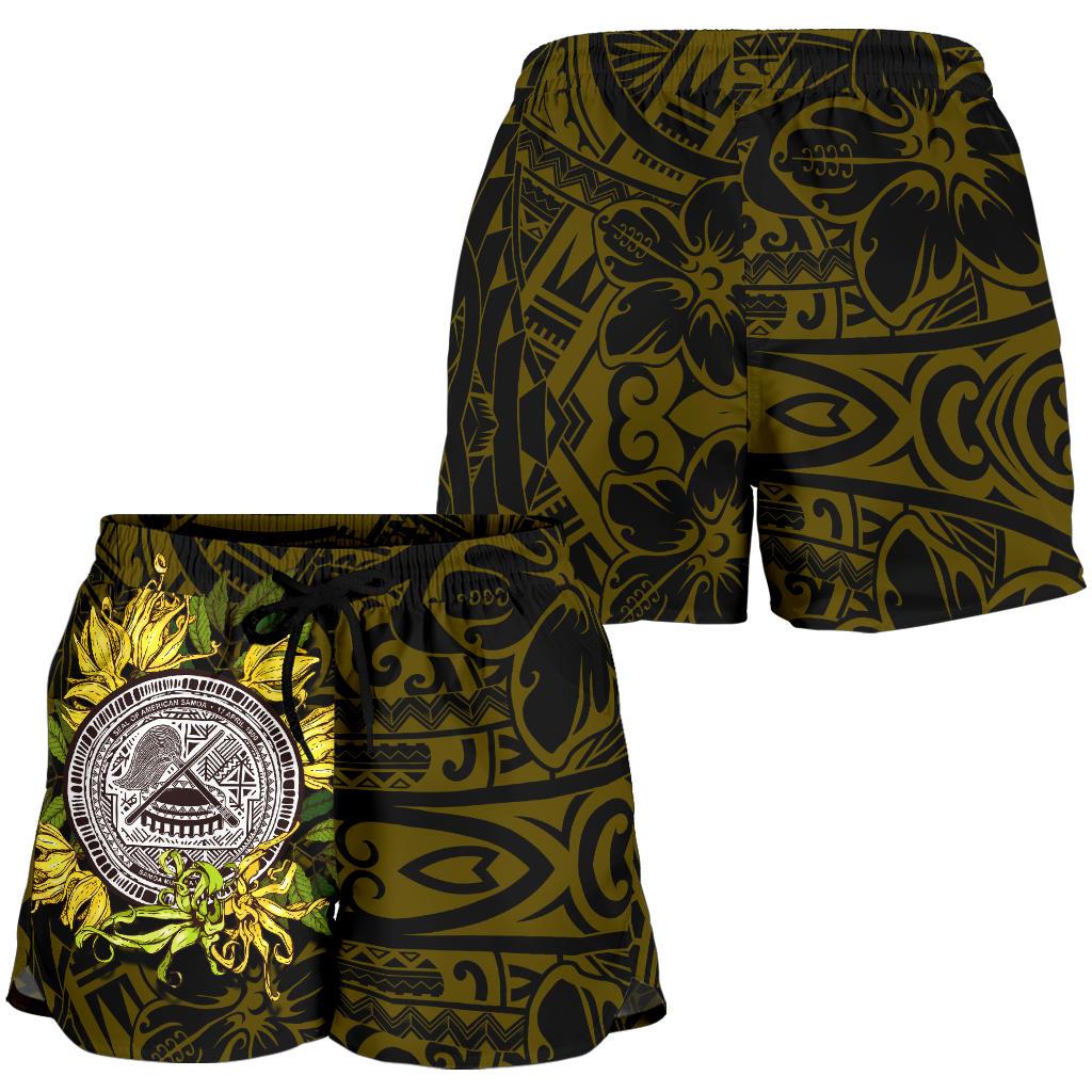 American samoa All Over Print Women's Shorts - Ylang Ylang Flowers - Polynesian Pride