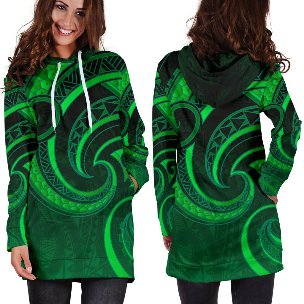 New Zealand Maori Mangopare Women Hoodie Dress Polynesian - Green - Polynesian Pride
