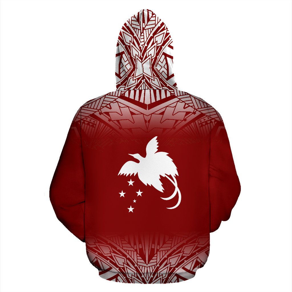 Papua New Guinea All Over Zip up Hoodie Fog Red - Polynesian Pride