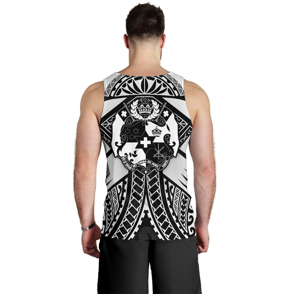 Tonga Polynesian Men's Tank Top - Tonga White Seal with Polynesian tattoo - Polynesian Pride