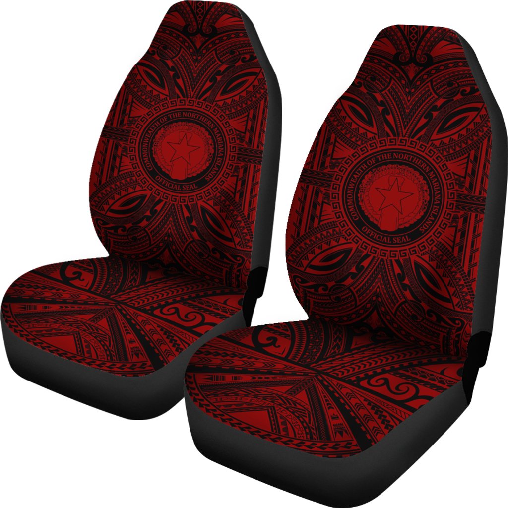 Northern Mariana Islands Car Seat Cover - Northern Mariana Islands Coat Of Arms Polynesian Red Black - Polynesian Pride
