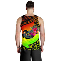 Papua New Guinea Men's Tank top - Polynesian Hook And Hibiscus (Reggae) - Polynesian Pride