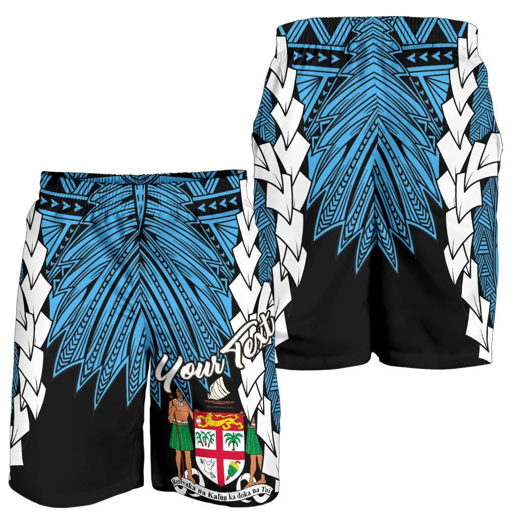 Fiji Polynesian Custom Personalised Men's Shorts - Tribal Wave Tattoo Flag Style - Polynesian Pride