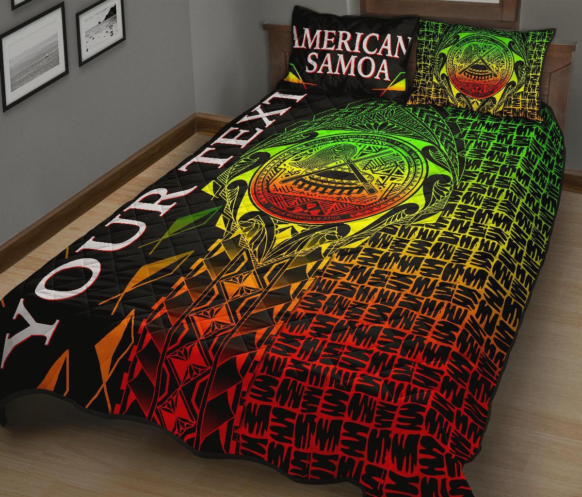 American Samoa Custom Personalised Quilt Bed Set - AS Seal Rocket Style (Reggae) - Polynesian Pride