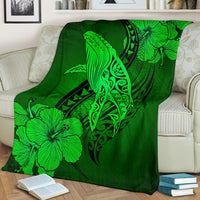 Hawaii Whale Swim Poly Green Premium Blanket - Polynesian Pride
