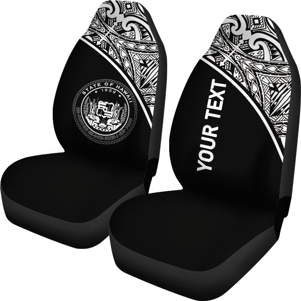 Hawaii Custom Personalised Car Seat Covers - Hawaii Seal Polynesian White Curve - Polynesian Pride