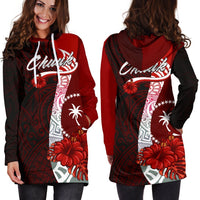 Chuuk Micronesia Hoodie Dress - Coat Of Arm With Hibiscus - Polynesian Pride
