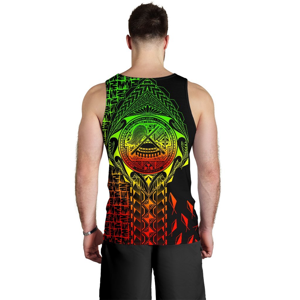 American Samoa Custom Personalised Men's Tank Top - AS Seal Rocket Style (Reggae) - Polynesian Pride