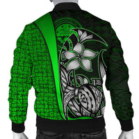 Federated States of Micronesia Men's Bomber Jackets Green - Turtle With Hook - Polynesian Pride