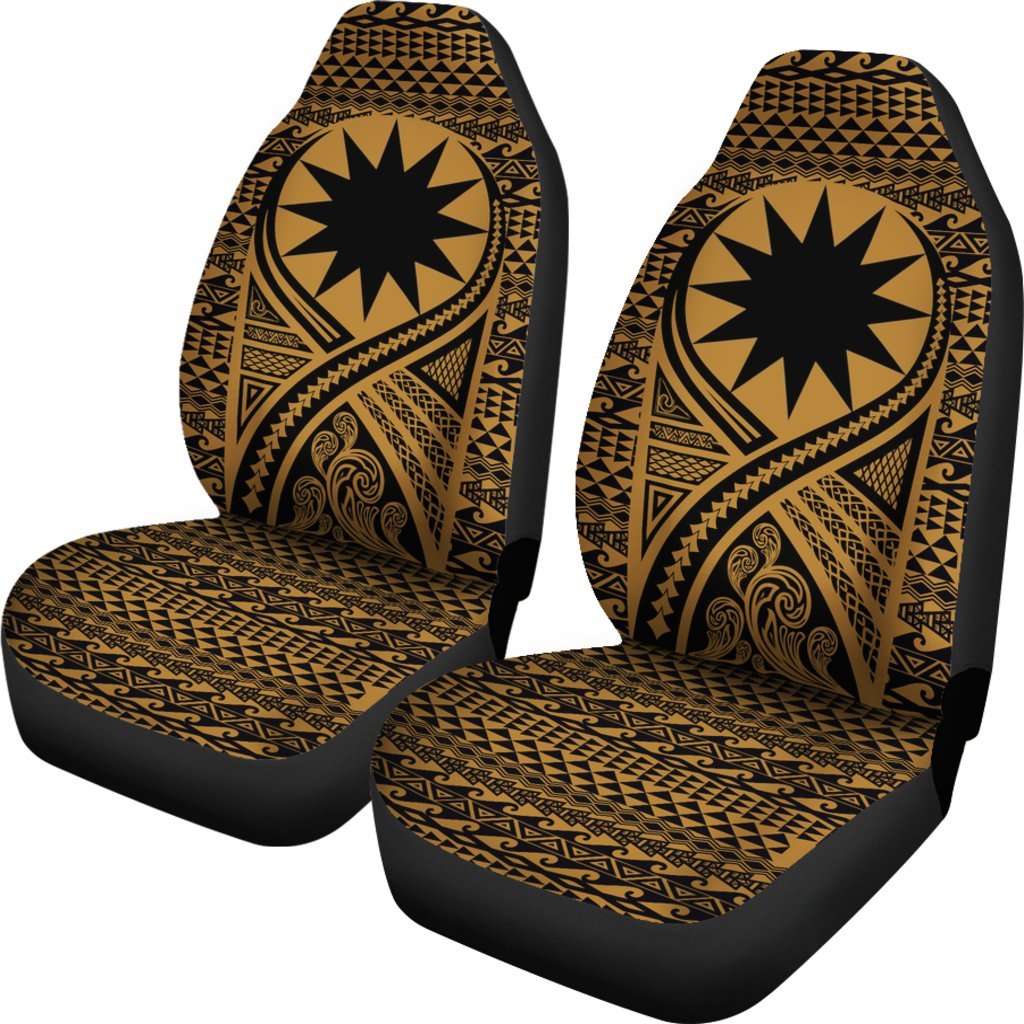 Nauru Car Seat Cover - Nauru Flag Polynesian Tattoo Gold - Polynesian Pride