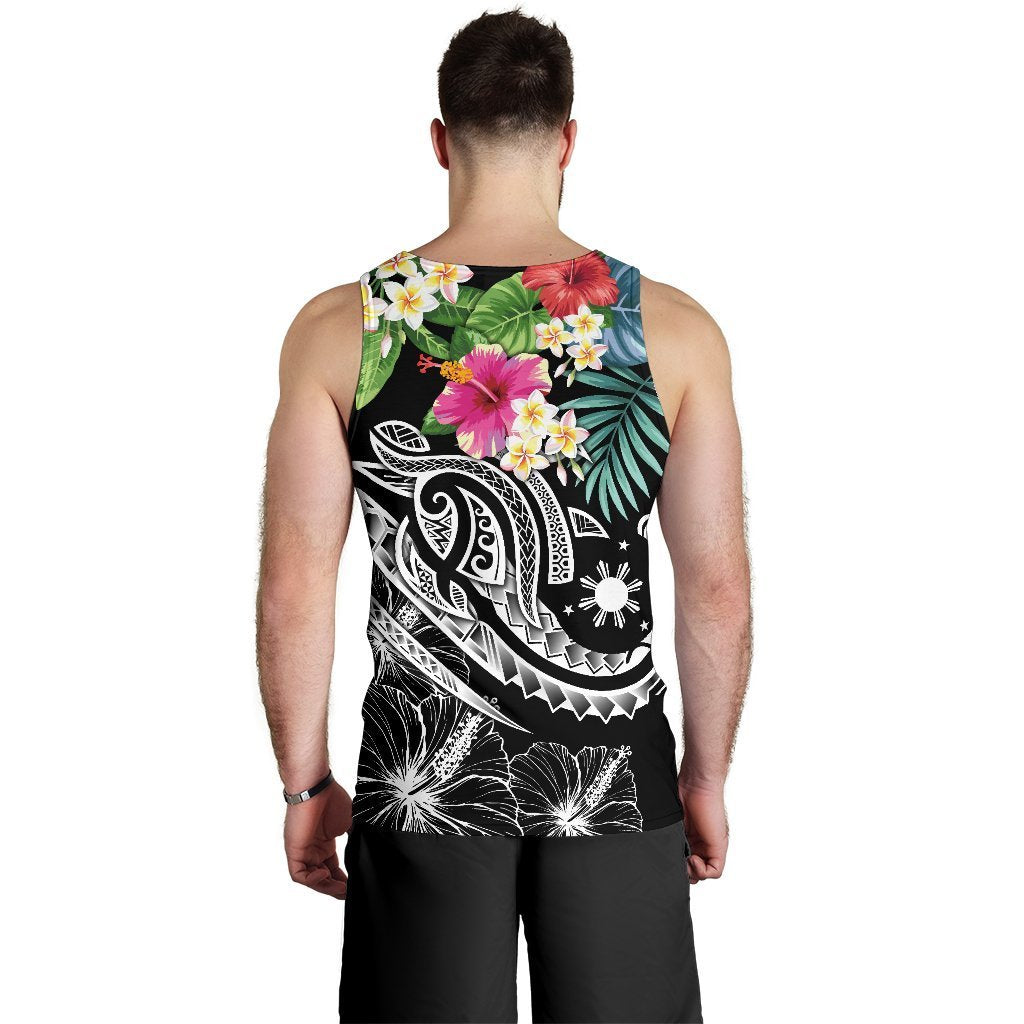 The Philippines Men's Tank Top - Summer Plumeria (Black) - Polynesian Pride