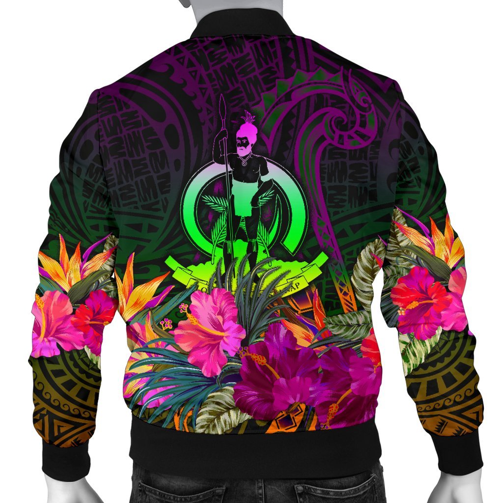Vanuatu Men's Bomber Jacket - Summer Hibiscus - Polynesian Pride