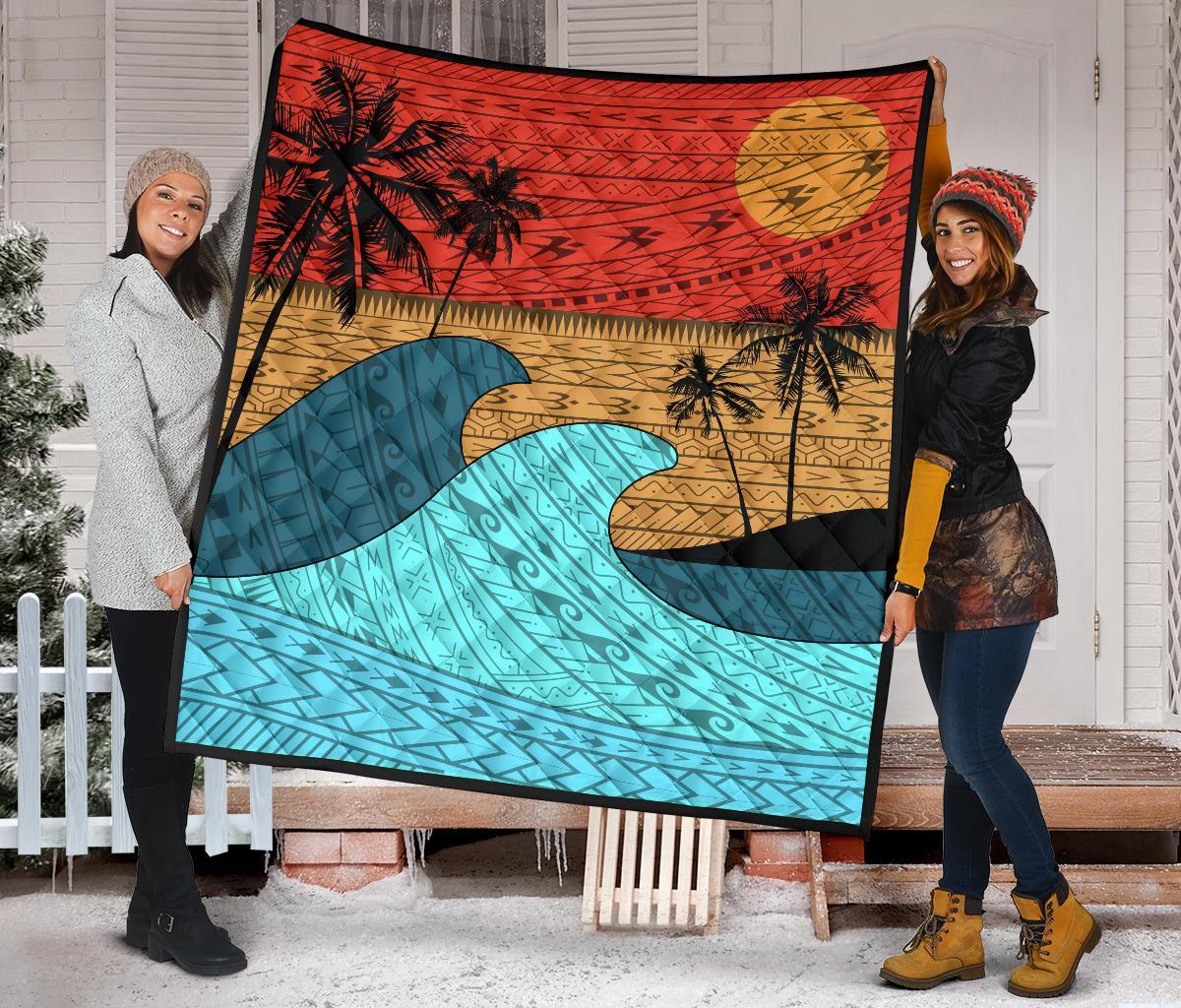 Hawaii Polynesian Sun Down Premium Quilt - Polynesian Pride