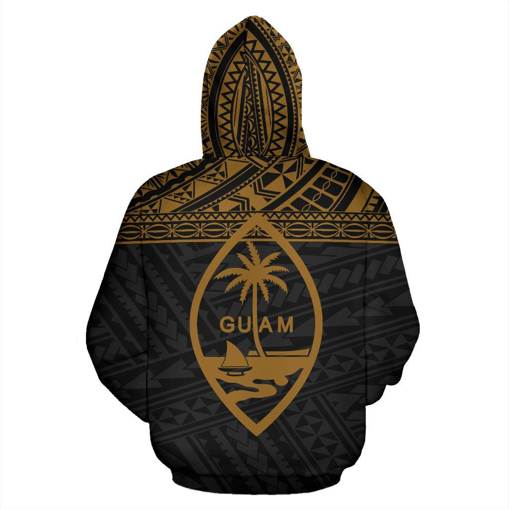 Guam Polynesian All Over Custom Zip up Hoodie Yellow Horizontal Style - Polynesian Pride
