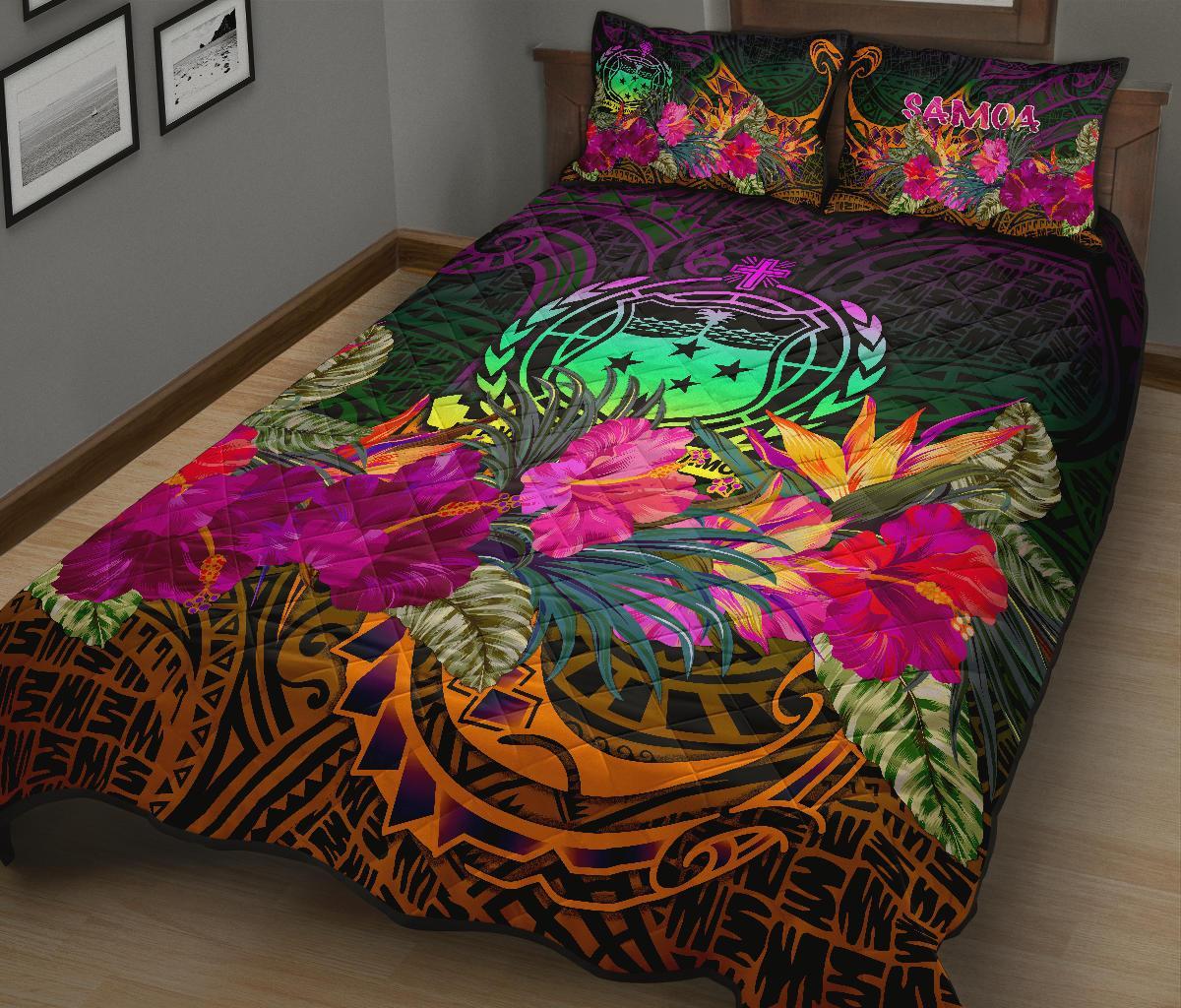Samoa Quilt Bed Set - Summer Hibiscus - Polynesian Pride