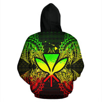 Polynesian Hawaii All Over Zip up Hoodie Map Turtle Reggae - Polynesian Pride