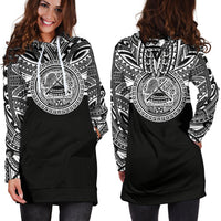 American Samoa Women Hoodie Dress - American Samoa Coat Of Arms Polynesian Black Color - Polynesian Pride