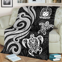 Samoa Polynesian Premium Blanket - White Tentacle Turtle - Polynesian Pride