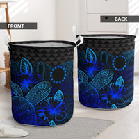 Cook Islands Laundry Basket - Polynesian Turtle Hibiscus Blue - Polynesian Pride