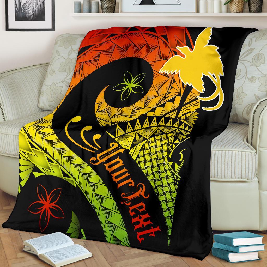 Papua New Guinea Personalised Premium Blanket - PNG Bird And Polynesian Decorative Pattern White - Polynesian Pride