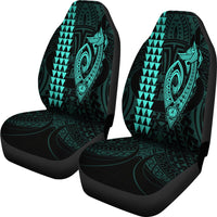 Hawaii Kakau Makau Fish Hook Polynesian Car Seat Covers - Turquoise Universal Fit Turquoise - Polynesian Pride