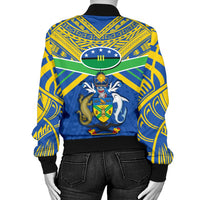 Solomon Islands Women Bomber Jacket Simple Coat Of Arms Rugby - Polynesian Pride