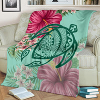 Hawaii Turtle Hibiscus Plumeria Premium Blanket - Hug Style - Polynesian Pride