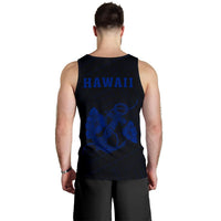 Hawaii Kakau Polynesian Anchor Map Men's Tank Top - Blue - Polynesian Pride