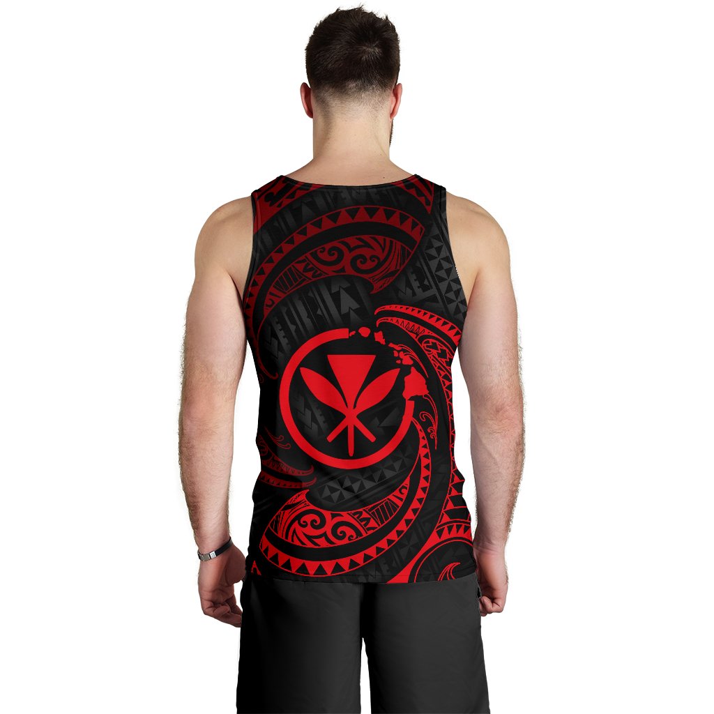 Hawaii Polynesian Custom Personalised Men's Tank Top - Red Tribal Wave - Polynesian Pride