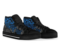 Tonga Polynesian High Top Shoes - Blue Turtle Flowing - Polynesian Pride