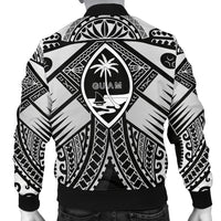 Guam Polynesian Men's Bomber Jacket - Guam White Seal with Polynesian Tattoo Ver 01 - Polynesian Pride