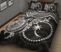 Chuuk Polynesian Quilt Bed Set - Chuuk Flag & White Turtle Black Version - Polynesian Pride