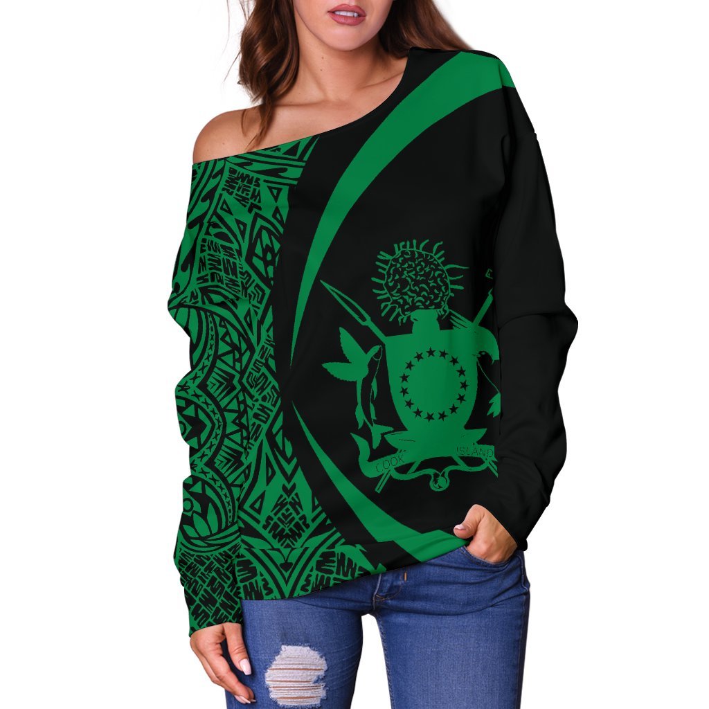Cook Islands Women's Off Shoulder Sweater - Circle Style 05 - Polynesian Pride